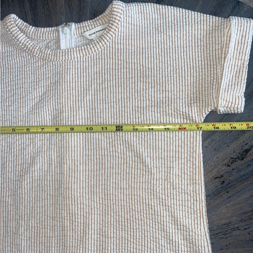 Club Monaco Textured Striped Dress – White & Khaki –‎ XS - Picture 13 of 15